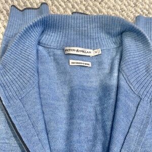 Peter Millar Golf Full-Zip Sweater Size M 100% Merino Wool Slate Blue